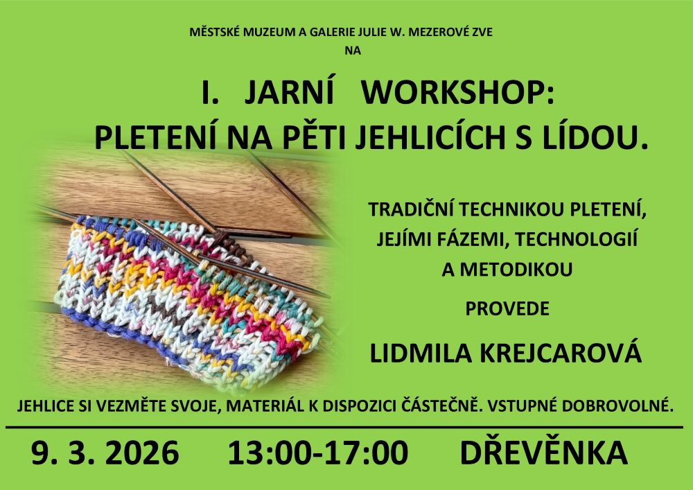 První jarní workshop – Lidmila Krejcarová: Pletení na pěti jehlicích